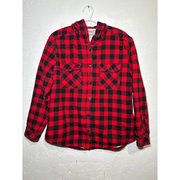 Boston Traders plaid hooded sherpa lined shacket womens large chore outdoors - Picture 1 of 7